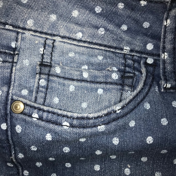 Y2K LEI Ashley Low Rise Skinny Jeans Blue with White Polka Dots Size 1/Juniors - Picture 5 of 12